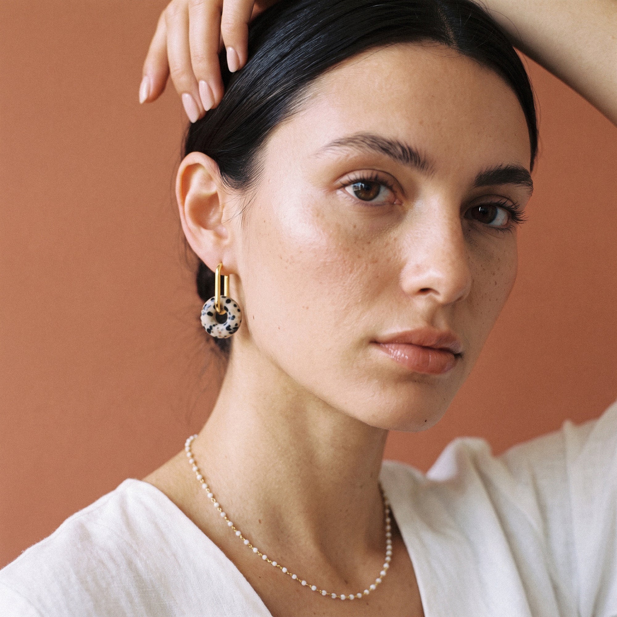 Boucles d'oreilles ANAÏS - Jaspe Dalmatien