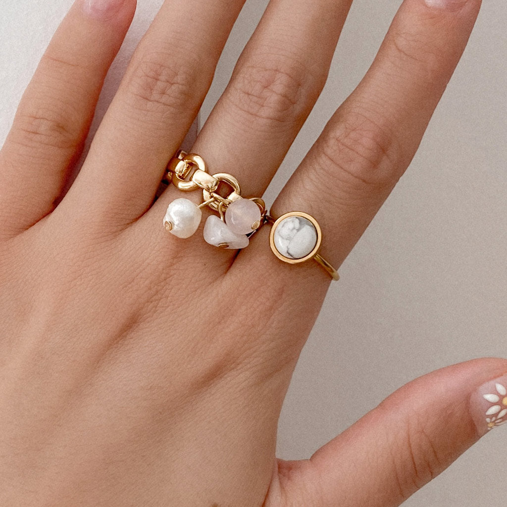 Bague OLIVIA - Howlite - EMMA♡LEE Jewelry