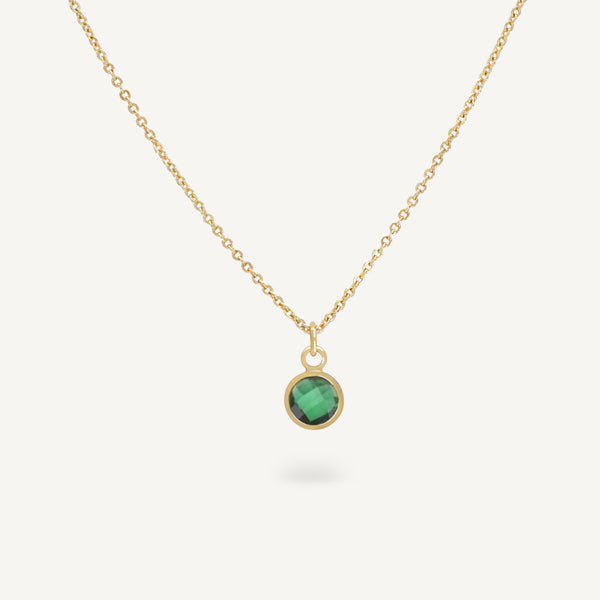 Collier Chaîne En Plaqué Or 18 Carats Avec Pendentif Larme En Zirconium Vert - Neuf Avec étiquettes - Marque Tata Gisèle