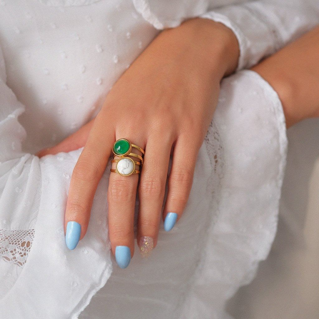 Bague TARA - Agate verte - EMMA♡LEE Jewelry